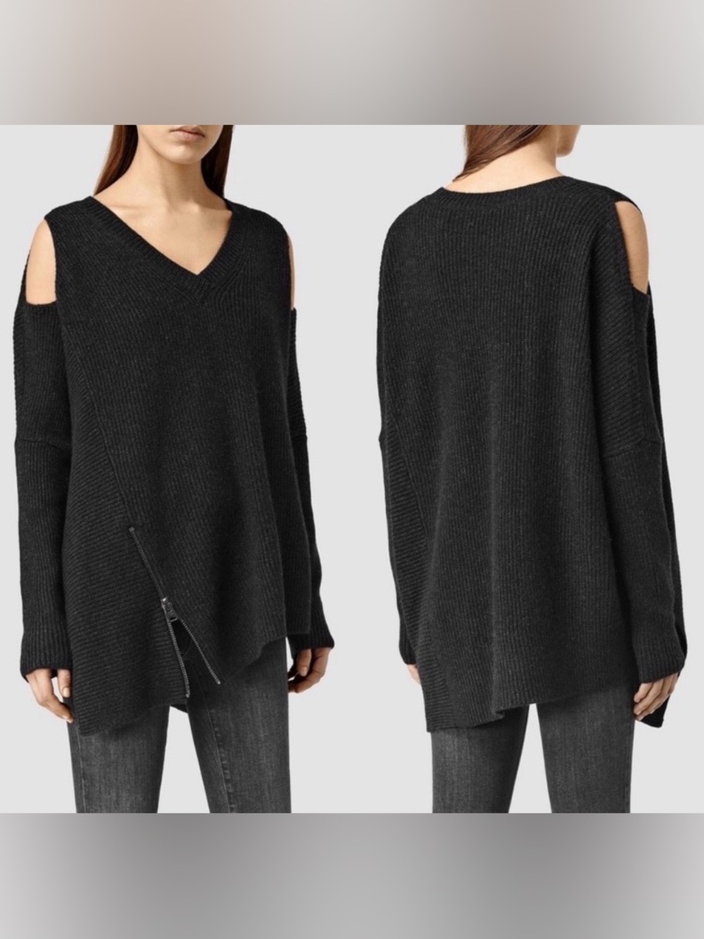 All Saints Able Asymmetrical Open Shoulder Sweater